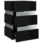vidaXL Table de chevet à LED noir brillant 45x35x67 cm bois ingénierie