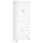 vidaXL Buffet haut Blanc 69 5x34x180 cm Bois d'ingénierie
