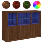 vidaXL Buffets avec lumières LED 3 Pièces chêne brun bois d'ingénierie