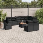 vidaXL Salon de jardin 11 Pièces avec coussins noir résine tressée