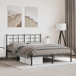 vidaXL Cadre de lit métal avec tête de lit noir 160x200 cm