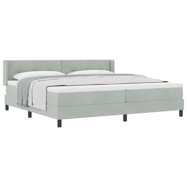 vidaXL Lit à ressorts avec tête de lit Gris clair 200 x 200 cm Velours
