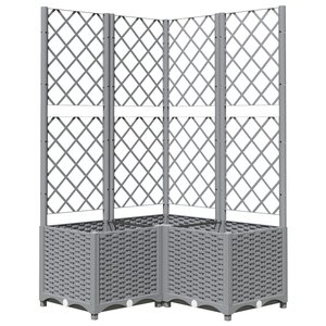 vidaXL Jardinière avec treillis Gris clair 80x80x136 cm PP