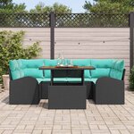 vidaXL Ensemble de canapé de jardin 7 Pièces Noir Poly rotin