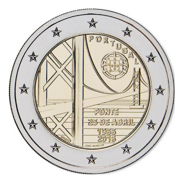 2 euros commémorative Portugal 2016 - Pont suspendu.