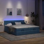 vidaXL Cadre de lit ottoman avec matelas bleu foncé 200x200 cm velours