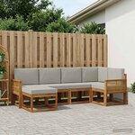 vidaXL Ensemble de canapés d'extérieur 6 pc Naturel et gris clair