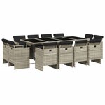 vidaXL Ensemble à manger de jardin et coussins 13 Pièces gris clair rotin