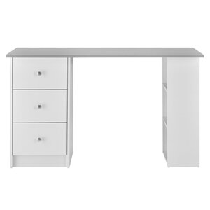 Bureau table de bureau poste de travail informatique avec 3 tiroirs bois mélaminé 120 cm blanc et gris 03_0004710