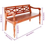 vidaXL Banc Batavia 123 cm Bois d'acajou massif Marron foncé