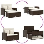 vidaXL Canapé de jardin avec coussins 2 places marron résine tressée