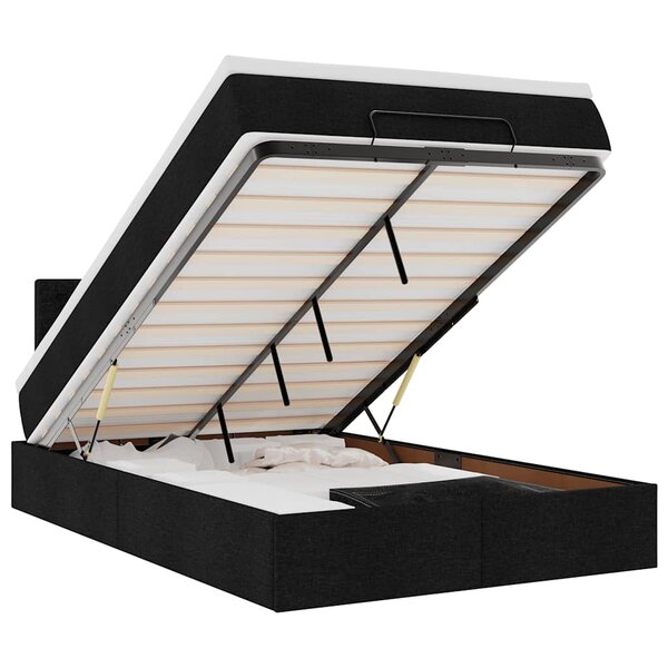 vidaXL Lit ottoman avec matelas noir 120x190 cm tissu