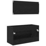 Cabinet de lavabo vidaXL avec miroir Chêne noir 90x45x1 5 cm Bois d'ingénierie
