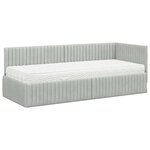 vidaXL Cadre de lit d'angle avec matelas 2 pc Gris clair 80 x 200 cm