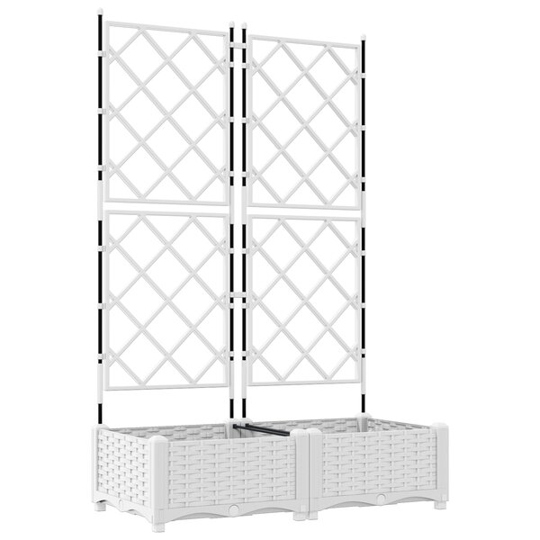 vidaXL Jardinière avec treillis 2 Pièces Blanche 80x40x125.5 cm
