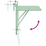 vidaXL Table Suspendue de Balcon Vert menthe 60 x 39 x 65 cm Acier