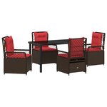 vidaXL Set de Dîner de Jardin 5 Pièces Rattan Poly Marron