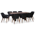 vidaXL Ensemble à manger d'extérieur 9Pièces coussins résine tressée noir