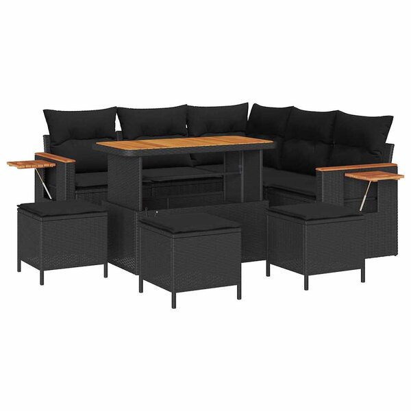 vidaXL Ensemble de canapé de jardin 9 Pièces Noir 110 x 55 x 71 cm