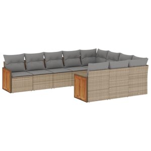 vidaXL Salon de jardin avec coussins 10 Pièces beige résine tressée