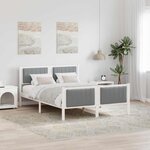 vidaXL Cadre de lit avec tête de lit Blanc et gris clair 140 x 190 cm