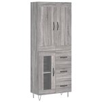 vidaXL Buffet haut Sonoma gris 69 5x34x180 cm Bois d'ingénierie