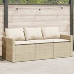 vidaXL Canapé de jardin avec coussins 3 places beige résine tressée