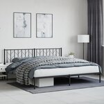 vidaXL Cadre de lit métal sans matelas avec tête de lit noir 200x200cm