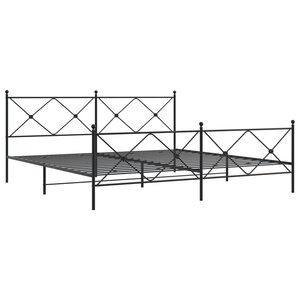 vidaXL Cadre de lit métal avec tête de lit/pied de lit noir 193x203 cm