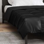 vidaXL Duvet d'été simple Noir 200 x 140 cm Satin et Microfibre