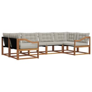 vidaXL Ensemble de canapés d'extérieur 6 pc Gris Naturel et Clair