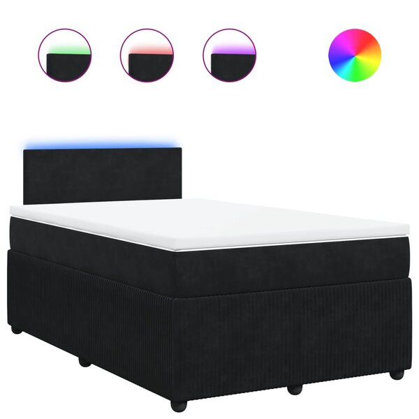 vidaXL Sommier à lattes de lit avec matelas noir 120x190 cm velours