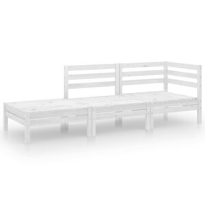 vidaXL Salon de jardin 3 Pièces Blanc Bois de pin massif