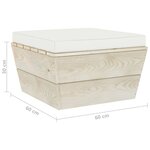 vidaXL Repose-pied palette de jardin avec coussin Épicéa imprégné