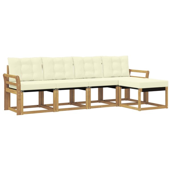 vidaXL Ensemble de canapés d'extérieur 5 Pièces Blanc et crème