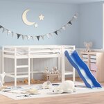vidaXL Lit mezzanine enfants toboggan blanc 80x200 cm bois pin massif