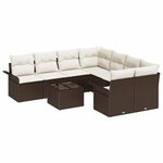 vidaXL Ensemble de canapé de jardin 9 Pièces Marron Poly rotin