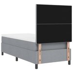 vidaXL Lit à ressorts avec matelas et lumière LED gris clair 100 x 200 cm en tissu.