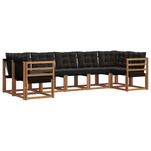 vidaXL Ensemble de canapés d'extérieur 7 pc Naturel et Noir