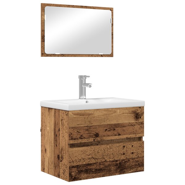vidaXL Ensemble de mobilier de salle de bain 3 Pièces Vieux bois