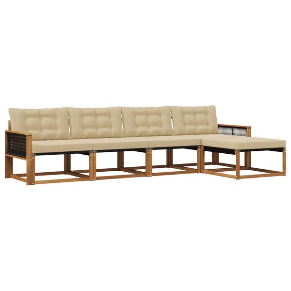 vidaXL Ensemble de canapés d'extérieur 5 pc Naturel et Beige