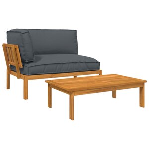 vidaXL Ensemble de Canapés 2 pc Anthracite Bois d'Acacia Massif