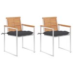 vidaXL Chaises de jardin avec coussins 2 Pièces Teck solide et acier