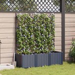 vidaXL Bac à fleurs avec Treillis 3 Pièces Gris 120 x 40 x 143 cm PP