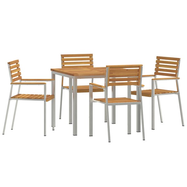 Ensemble de Salle à Manger de Jardin 5 Pièces en Bois Massif d'Acacia