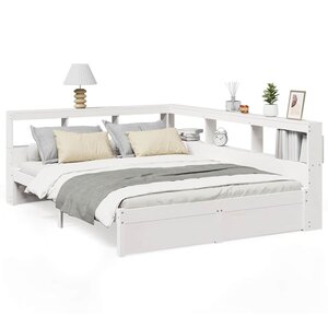 vidaXL Lit bibliothèque sans matelas blanc 140x200 cm bois pin massif