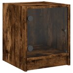 vidaXL Tables de chevet et portes vitrées 2 Pièces chêne fumé 35x37x42 cm