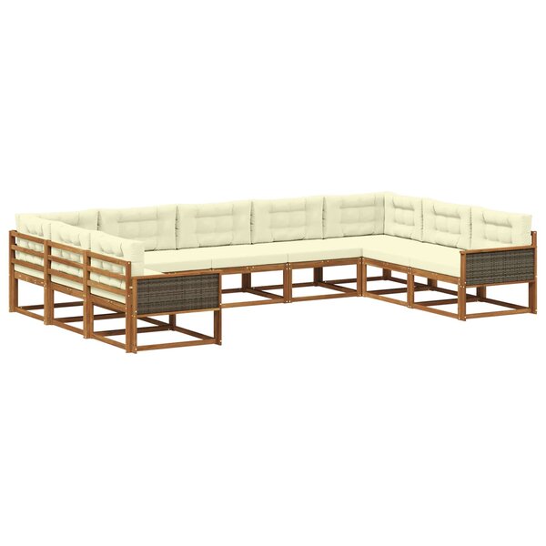 vidaXL Ensemble de canapés d'extérieur 9 Pièces Naturel et Crème