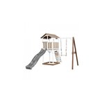 AXI Beach Tower avec Balancoire Simple Marron Blanc Toboggan Gris