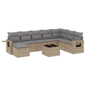 vidaXL Salon de jardin avec coussins 9 Pièces beige résine tressée
